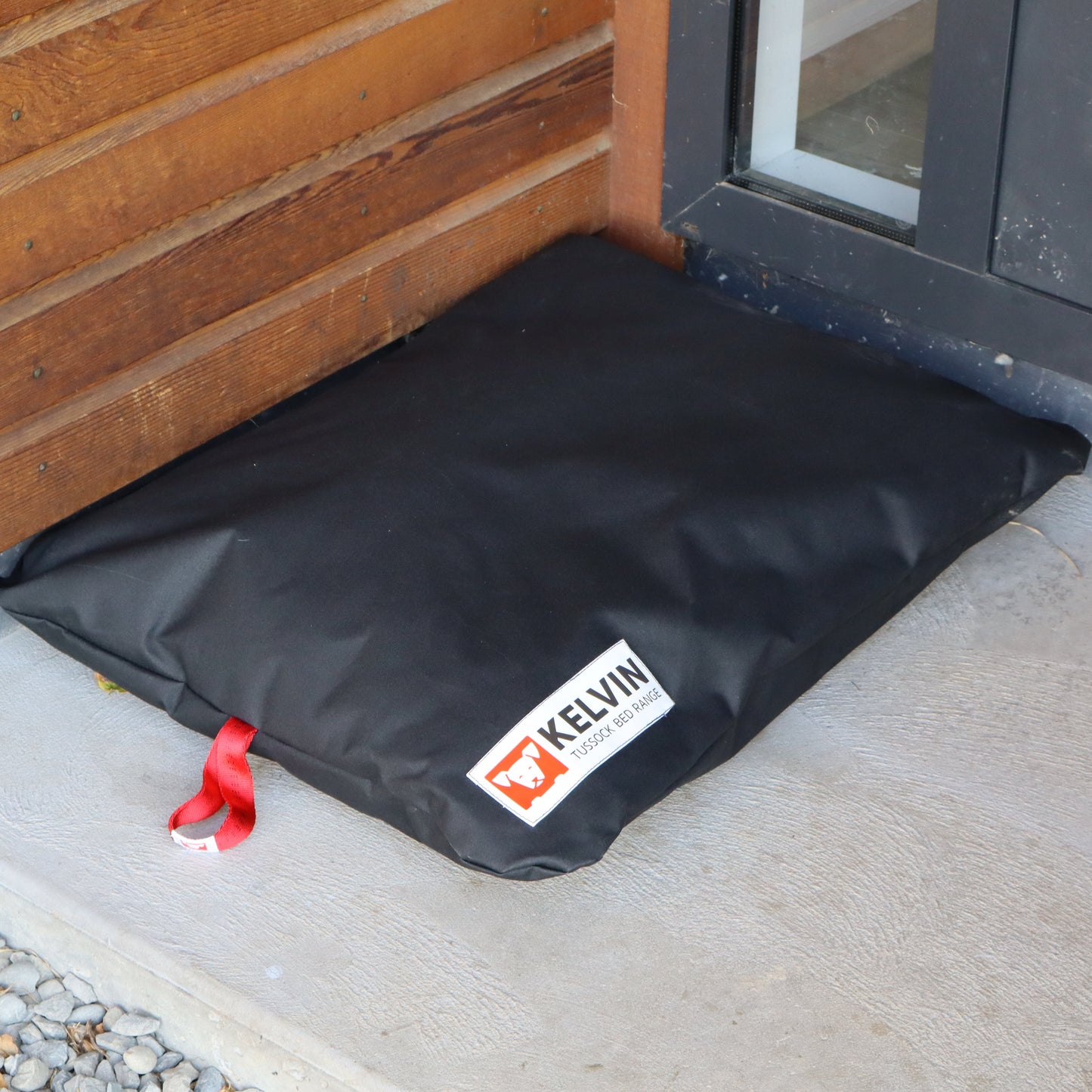 Tussock Mini Dog Bed at backdoor with durable canvas material and NZ Wool insulation
